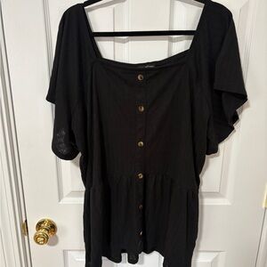 Lane Bryant Black Button-Down Blouse
